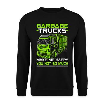 Garbage Truck Trash Collector Recycling Abfall - Unisex Pullover - Schwarz - Vorne - Alina (178cm) & Michal (187cm)