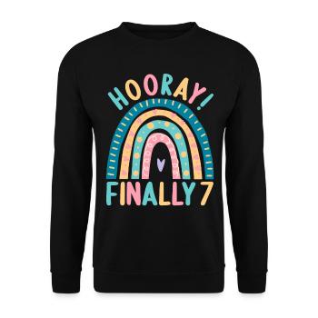 7 years Rainbow Rainbow 7th birthday - Unisex Sweatshirt - black - Front - Alina (178cm) & Michal (187cm)