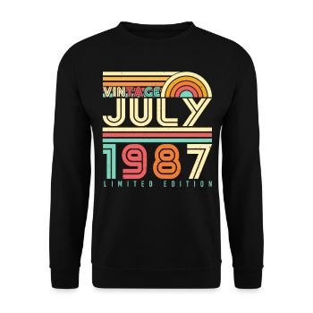 Baujahr 1987 Im Juli - Unisex Pullover - Schwarz - Vorne - Alina (178cm) & Michal (187cm)