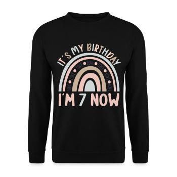 7 years Rainbow Rainbow 7th birthday - Unisex Sweatshirt - black - Front - Alina (178cm) & Michal (187cm)