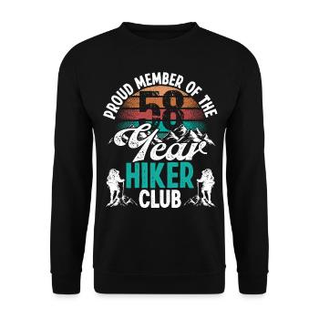 58 Year Old Hiker Mountains Hiking Birthday 58 - Unisex Pullover - Schwarz - Vorne - Alina (178cm) & Michal (187cm)