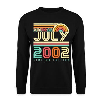 20tes Lebensjahr Im Juli 2002 - Unisex Pullover - Schwarz - Vorne - Alina (178cm) & Michal (187cm)
