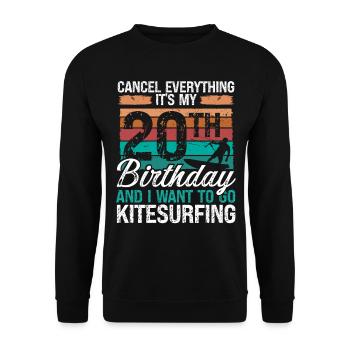 20 Birthday Kiteboarding Kitesurfer 20 Year Old - Unisex Pullover - Schwarz - Vorne - Alina (178cm) & Michal (187cm)