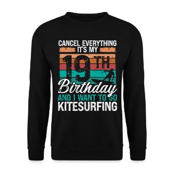19 Birthday Kiteboarding Kitesurfer 19 Year Old - Unisex Pullover - Schwarz - Vorne - Alina (178cm) & Michal (187cm)
