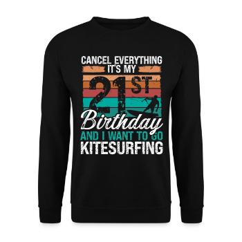 21 Birthday Kiteboarding Kitesurfer 21 Year Old - Unisex Pullover - Schwarz - Vorne - Alina (178cm) & Michal (187cm)