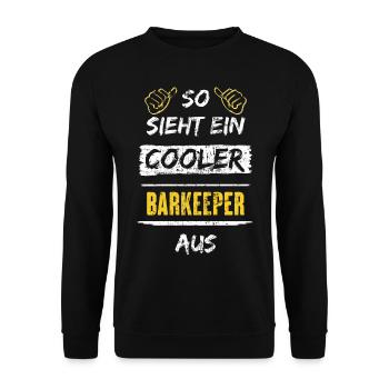 So Sieht Ein Cooler Barkeeper Aus Arbeitsshirt - Unisex Pullover - Schwarz - Vorne - Alina (178cm) & Michal (187cm)