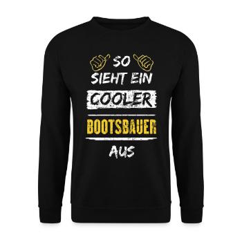 So Sieht Ein Cooler Bootsbauer Aus Arbeitsshirt - Unisex Pullover - Schwarz - Vorne - Alina (178cm) & Michal (187cm)