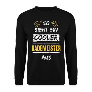 So Sieht Ein Cooler Bademeister Aus Arbeitsshirt - Unisex Pullover - Schwarz - Vorne - Alina (178cm) & Michal (187cm)