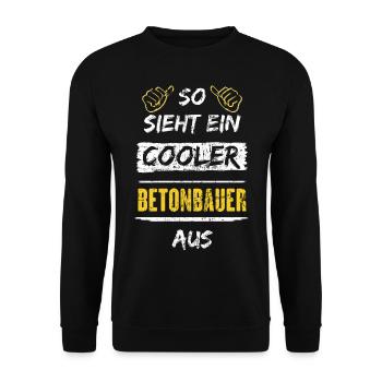 So Sieht Ein Cooler Betonbauer Aus Arbeitsshirt - Unisex Pullover - Schwarz - Vorne - Alina (178cm) & Michal (187cm)