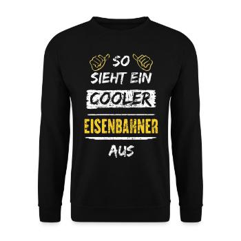 So Sieht Ein Cooler Eisenbahner Aus Arbeitsshirt - Unisex Pullover - Schwarz - Vorne - Alina (178cm) & Michal (187cm)