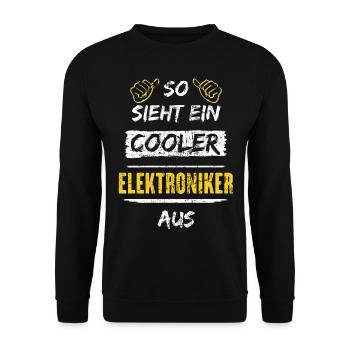 So Sieht Ein Cooler Elektroniker Aus Arbeitsshirt - Unisex Pullover - Schwarz - Vorne - Alina (178cm) & Michal (187cm)