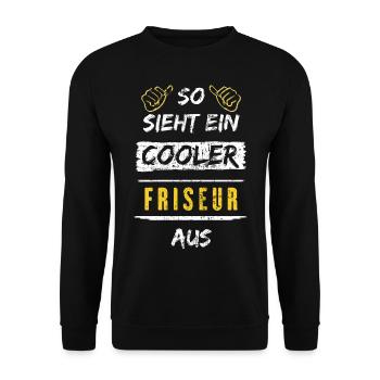 So Sieht Ein Cooler Friseur Aus Arbeitsshirt - Unisex Pullover - Schwarz - Vorne - Alina (178cm) & Michal (187cm)
