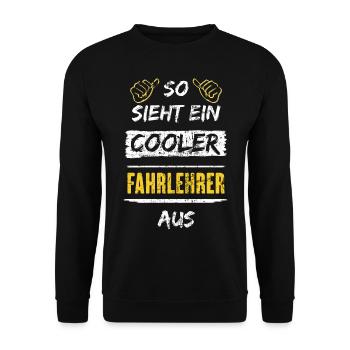 So Sieht Ein Cooler Fahrlehrer Aus Arbeitsshirt - Unisex Pullover - Schwarz - Vorne - Alina (178cm) & Michal (187cm)