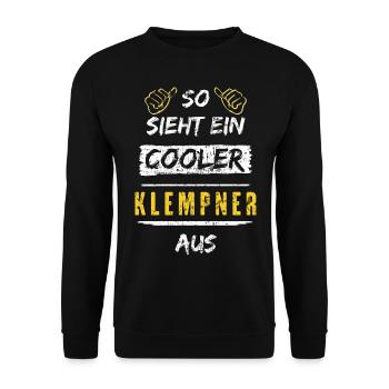 So Sieht Ein Cooler Klempner Aus Arbeitsshirt - Unisex Pullover - Schwarz - Vorne - Alina (178cm) & Michal (187cm)