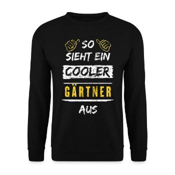 So Sieht Ein Cooler Gärtner Aus Arbeitsshirt - Unisex Pullover - Schwarz - Vorne - Alina (178cm) & Michal (187cm)
