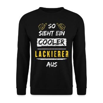 So Sieht Ein Cooler Lackierer Aus Arbeitsshirt - Unisex Pullover - Schwarz - Vorne - Alina (178cm) & Michal (187cm)