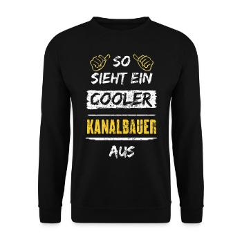 So Sieht Ein Cooler Kanalbauer Aus Arbeitsshirt - Unisex Pullover - Schwarz - Vorne - Alina (178cm) & Michal (187cm)