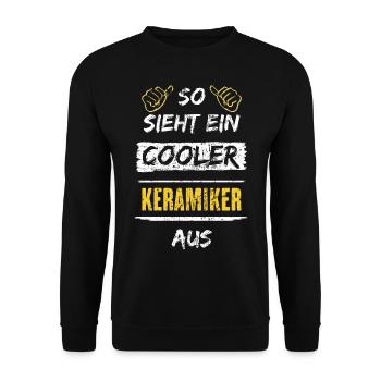 So Sieht Ein Cooler Keramiker Aus Arbeitsshirt - Unisex Pullover - Schwarz - Vorne - Alina (178cm) & Michal (187cm)