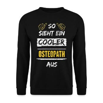 So Sieht Ein Cooler Osteopath Aus Arbeitsshirt - Unisex Pullover - Schwarz - Vorne - Alina (178cm) & Michal (187cm)