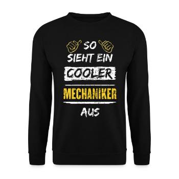So Sieht Ein Cooler Mechaniker Aus Arbeitsshirt - Unisex Pullover - Schwarz - Vorne - Alina (178cm) & Michal (187cm)