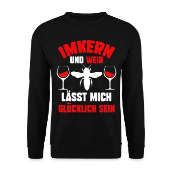 Wein Biene Bienen Imkerei Honig Imker - Unisex Pullover - Schwarz - Vorne - Alina (178cm) & Michal (187cm)
