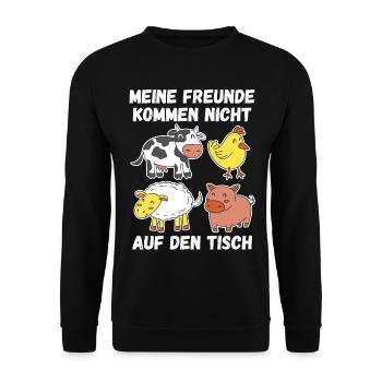 Vegan Vegetarier Veganer - Unisex Pullover - Schwarz - Vorne - Alina (178cm) & Michal (187cm)