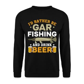 Garfish Je préférerais être Gar Pêcher et boire - Sweat-shirt Unisexe - noir - Devant - Alina (178cm) & Michal (187cm)