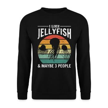 I like jellyfish & maybe 3 people jellyfish - Unisex Sweatshirt - black - Front - Alina (178cm) & Michal (187cm)