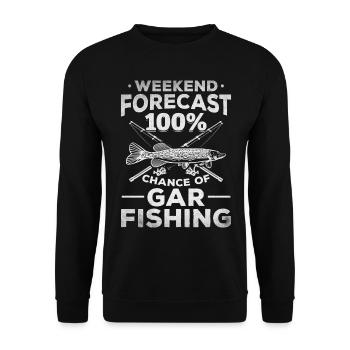 Gar Fishing I Wochenend-Prognose 100% Chance auf - Unisex Pullover - Schwarz - Vorne - Alina (178cm) & Michal (187cm)
