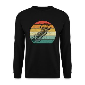 Méduse Amoureuse Méduse Rétro Qualle - Sweat-shirt Unisexe - noir - Devant - Alina (178cm) & Michal (187cm)