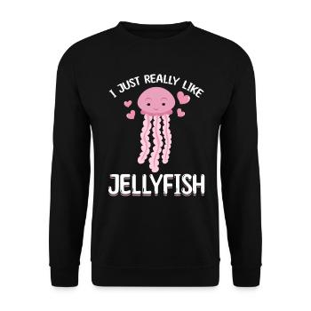 Jellyfish Jellyfish I just like jellyfish very much - Unisex Sweatshirt - black - Front - Alina (178cm) & Michal (187cm)