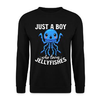 Jellyfish Lover Je suis juste un garçon qui a des méduses - Sweat-shirt Unisexe - noir - Devant - Alina (178cm) & Michal (187cm)