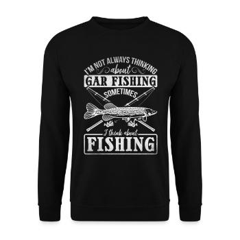 Lustiges Garfishing Ich denke nicht immer an - Unisex Pullover - Schwarz - Vorne - Alina (178cm) & Michal (187cm)