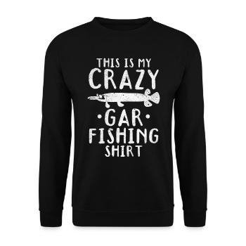 Das ist mein verrücktes Gar Angelhemd Gar Fish - Unisex Pullover - Schwarz - Vorne - Alina (178cm) & Michal (187cm)