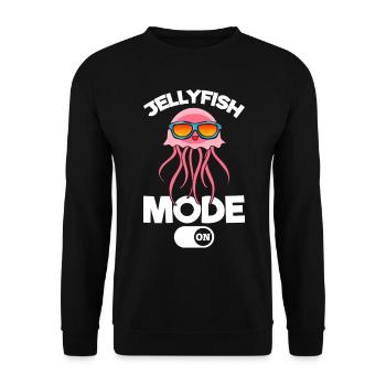 Jellyfish Mode on Cool Jellyfish with Sunglasses - Unisex Sweatshirt - black - Front - Alina (178cm) & Michal (187cm)