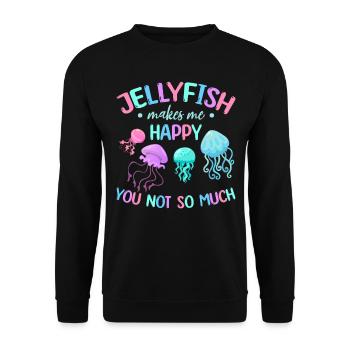 Qualle macht mich glücklich du nicht so sehr ich - Unisex Pullover - Schwarz - Vorne - Alina (178cm) & Michal (187cm)