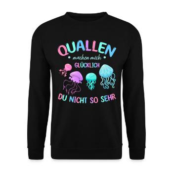 Quallen machen mich glücklich Du nicht so sehr I - Unisex Pullover - Schwarz - Vorne - Alina (178cm) & Michal (187cm)