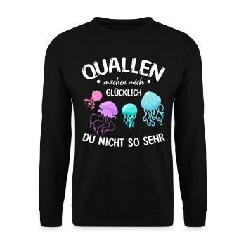 Quallen machen mich glücklich Du nicht so sehr I - Unisex Pullover - Schwarz - Vorne - Alina (178cm) & Michal (187cm)