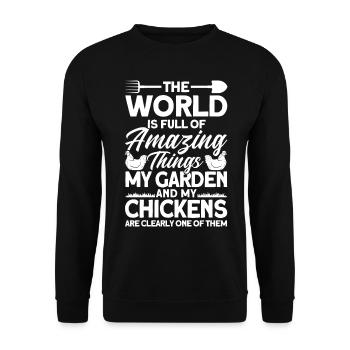 Gardening Gardener Chicken Farmer Chicken Feeder - Unisex Sweatshirt - black - Front - Alina (178cm) & Michal (187cm)