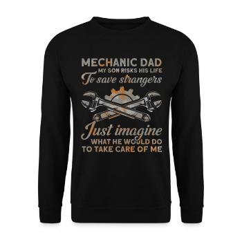 Fils Père Mécanicien Père Famille - Sweat-shirt Unisexe - noir - Devant - Alina (178cm) & Michal (187cm)