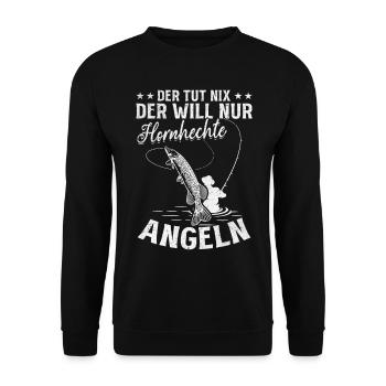 Hornhecht I Der tut nix der will nur Hornhecht - Unisex Pullover - Schwarz - Vorne - Alina (178cm) & Michal (187cm)