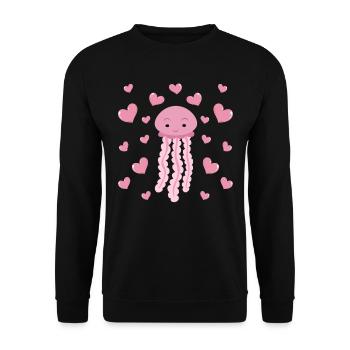 Mignonne Méduse Cœurs Méduses avec Cœurs Méduses Méduses - Sweat-shirt Unisexe - noir - Devant - Alina (178cm) & Michal (187cm)