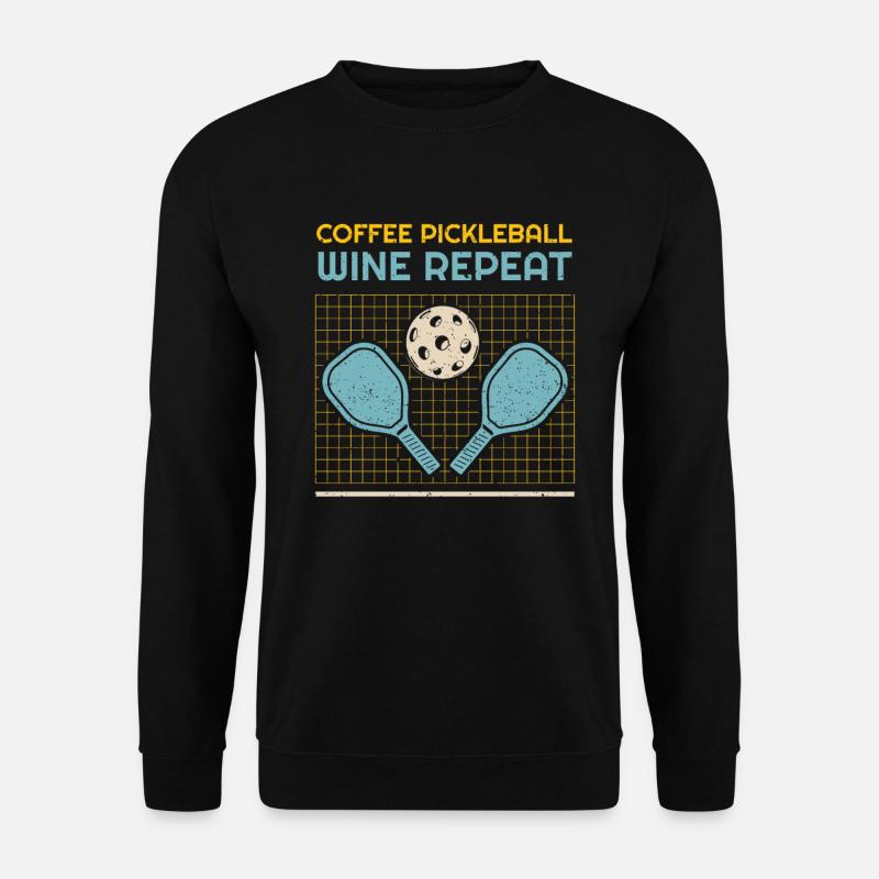 Coffee Pickleball Wine Repeat - Unisex Sweatshirt - black