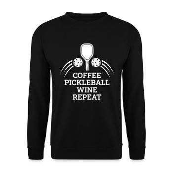 Café Pickleball Vin Répéter - Sweat-shirt Unisexe - noir - Devant - Alina (178cm) & Michal (187cm)