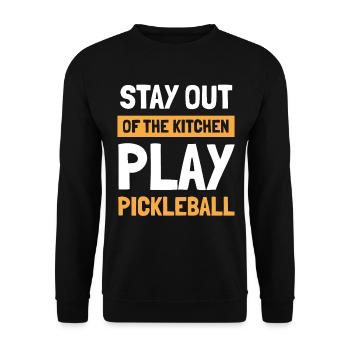 Restez en dehors de la cuisine Jouer au pickleball - Sweat-shirt Unisexe - noir - Devant - Alina (178cm) & Michal (187cm)