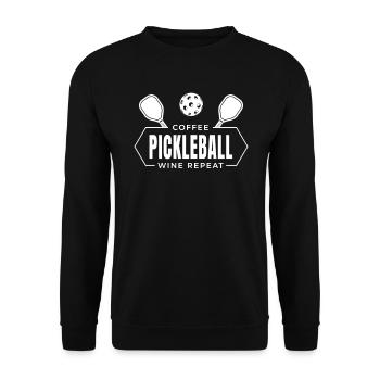 Café Pickleball Vin Répéter - Sweat-shirt Unisexe - noir - Devant - Alina (178cm) & Michal (187cm)