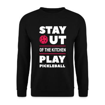 Restez en dehors de la cuisine Jouer au pickleball - Sweat-shirt Unisexe - noir - Devant - Alina (178cm) & Michal (187cm)
