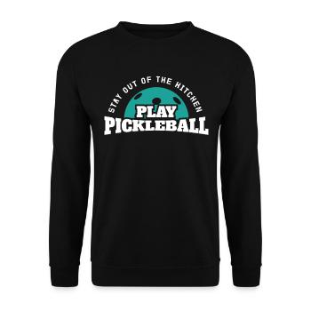 Stay Out Of The Kitchen Play Pickleball - Unisex Pullover - Schwarz - Vorne - Alina (178cm) & Michal (187cm)