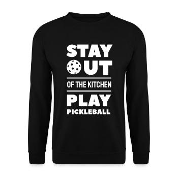 Restez en dehors de la cuisine Jouer au pickleball - Sweat-shirt Unisexe - noir - Devant - Alina (178cm) & Michal (187cm)
