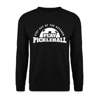 Restez en dehors de la cuisine Jouer au pickleball - Sweat-shirt Unisexe - noir - Devant - Alina (178cm) & Michal (187cm)